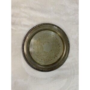VTG Wm 1940/ 1960 A Rogers Silverplate Round Serving Tray Oneida Ltd Pierced Rim